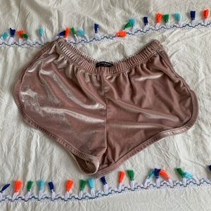 Brandy Melville Pink Velvet Shorts